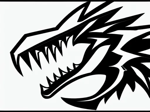 Prompt: stylized angry energetic dynamic velociraptor!!! sports logo!!! black and white sketch