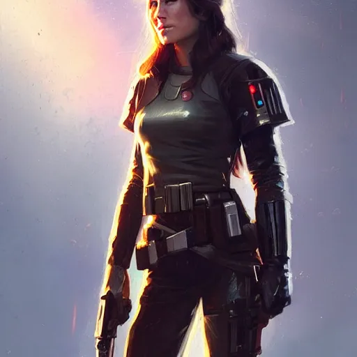 Image similar to portrait of a young woman by greg rutkowski, jaina solo, wearing the tactical gear of the galactic alliance, star wars expanded universe, she is about 1 6 years old, highly detailed portrait, digital painting, artstation, concept art, smooth, sharp foccus ilustration, artstation hq