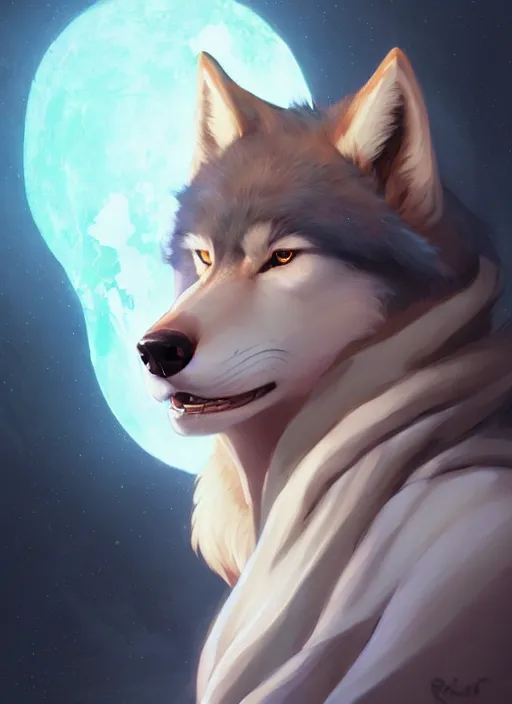 Image similar to beautiful portrait of a female anthro wolf fursona wearing jedi robes. character design by charlie bowater, ross tran, artgerm, and makoto shinkai, detailed, soft lighting, rendered in octane