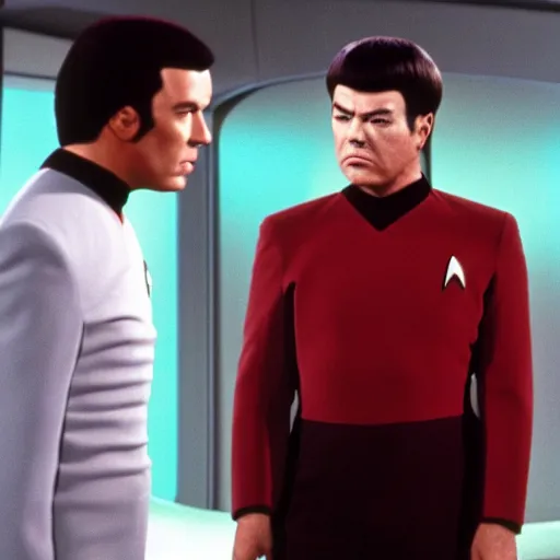 Image similar to Color film still of Seth MacFarlane on tv show star trek the next generation 1987, photorealistic,8k, XF IQ4, 150MP, 50mm, F1.4, ISO 200, 1/160s, natural light