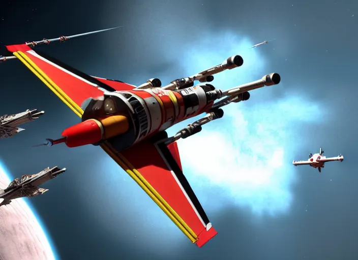Prompt: A Clown piloting an X-Wing Starfighter, ultra realistic, cinematic
