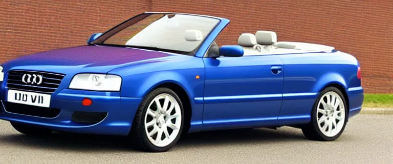 Image similar to Denim Blue Audi A4 B6 Avant Convertible (2002), red interior, soft top, created by Barclay Shaw