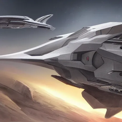 Image similar to concept art, futuristic starship, halo, military, highly detailed