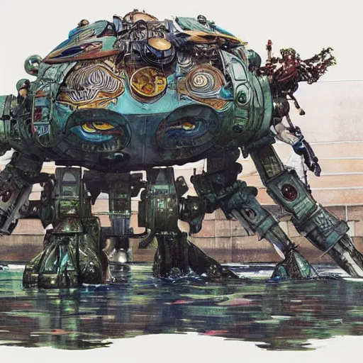 Image similar to subaquatic combat mecha, amphibious mobile suit by patrick woodroffe, ron mueck, carole feuerman, victo ngai