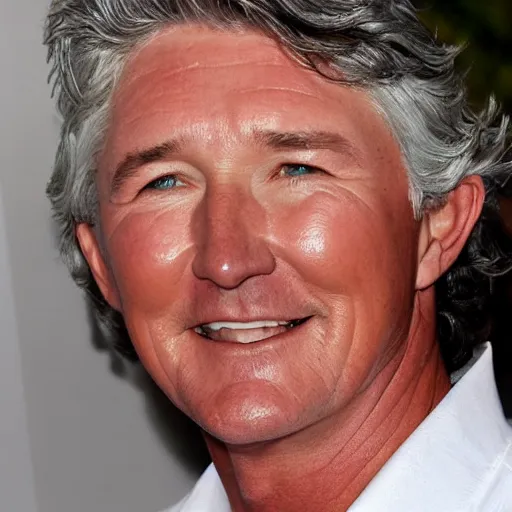 Image similar to patrick duffy shoulder length grey hair wearing a white shirt