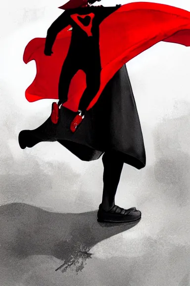 Prompt: little boy with cat ears in an black outfit with red cape. digital artwork made by lois van baarle and norman rockwell and marc simonetti, sharpness focus, inspired by hirohiko araki, anatomically correct, heroic composition, hero pose, smooth