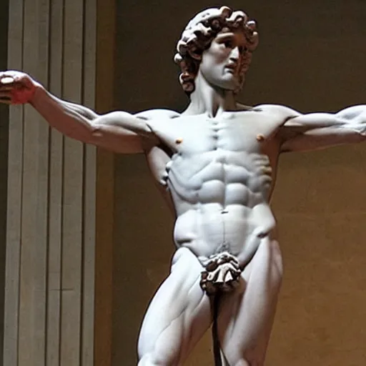 Image similar to david of michelangelo but with a bbc