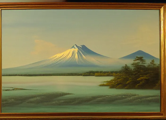 Image similar to hokkaido, japan in the style of hudson river school of art, oil on canvas