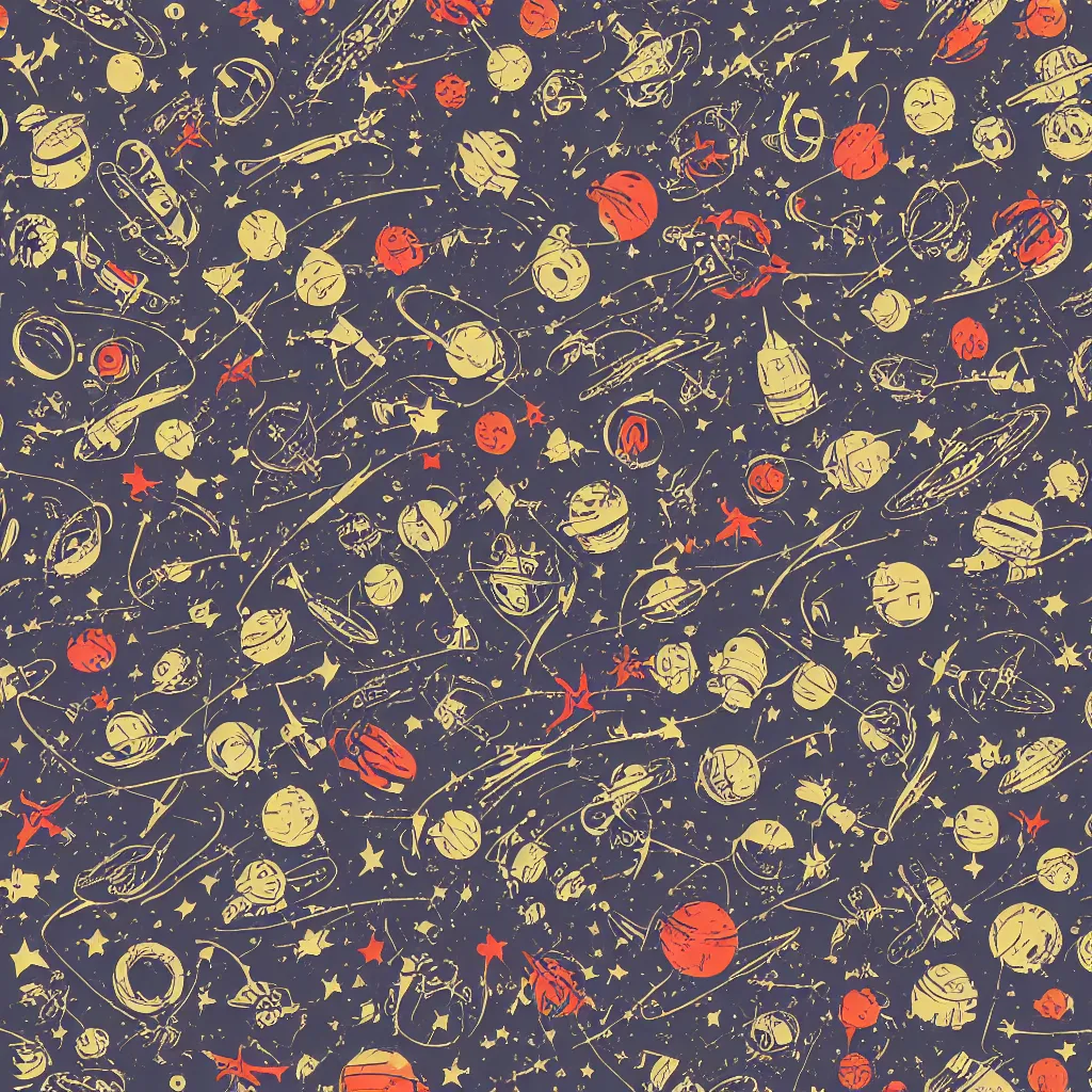 Image similar to cosmonaut retro pattern seamless texture