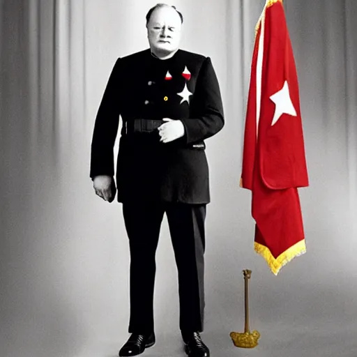 Prompt: starfleet uniform, portrait of winston churchill in starfleet uniform