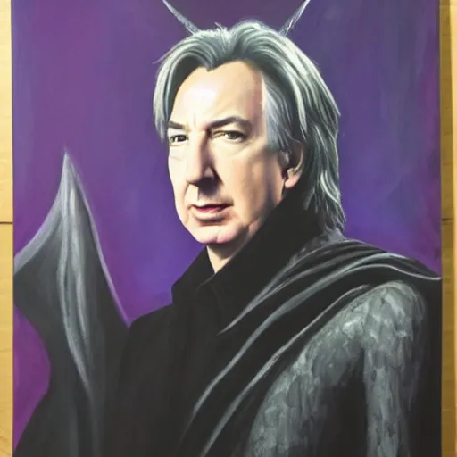 Image similar to A portrait of Alan Rickman as Batman, oil painting