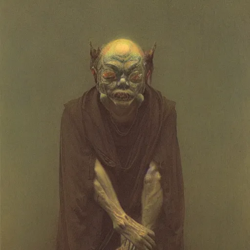 Prompt: by millais, ( ( ( by beksinski ) ) ), portrait painting of victorian yokai, 8 k, highly detailed,