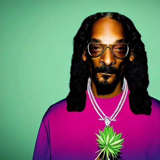 Image similar to snoop dogg but his eyes are replaced with weed buds soft portrait photography by jonathan zawada