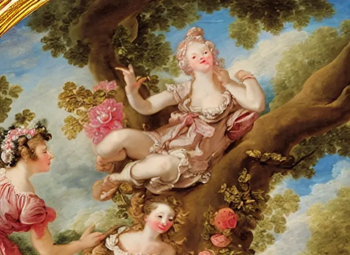 Image similar to rococo painting François Boucher high detail fancy cake