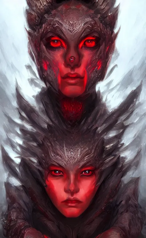 Image similar to face portrait of dragon kin woman, with pretty red ruby eyes, dynamic lighting, fantasy concept art, trending on art station, stunning visuals, creative, cinematic, ultra detailed