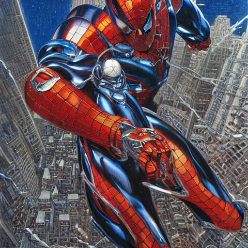 Prompt: kiss from the mecha spider - man, by donato giancola