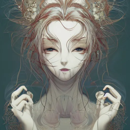 Image similar to the portrait of an absurdly beautiful, graceful, elegant, and sophisticated anime girl made of garlic bulbs, an ultrafine detailed illustration by james jean, intricate linework, bright colors, final fantasy, behance contest winner, vanitas, angular, altermodern, unreal engine 5 highly rendered, global illumination, radiant light, detailed and intricate environment