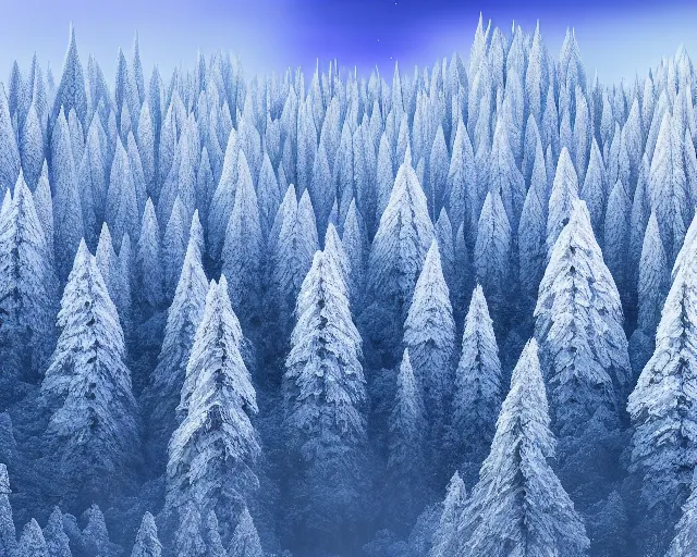 Image similar to giant winter forest, ice mountain in background, award winning, trending on artstation, digital art. highly detailed 8 k. intricate. lifelike. soft light. nikon d 8 5 0.