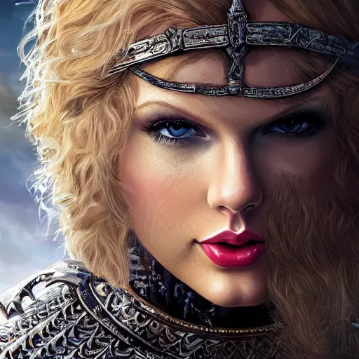 Image similar to the detailed portrait of taylor swift in a knight armor, epic fantasy art, mystical, mystic atmosphere, mythology, photo realistic, high detail, ultra realistic, hyper realistic, high definiton, 4 k uhd,