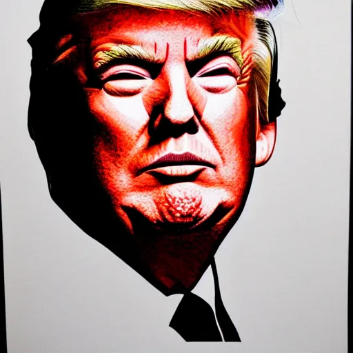 Image similar to donald trump painted in the style of aramaki, shinji