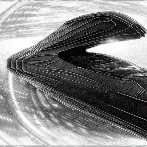 Image similar to digital painting of interstellar visitor in a biological spacecraft by filipe pagliuso and justin gerard, black and white, fantasy, highly, detailed, realistic, intricate