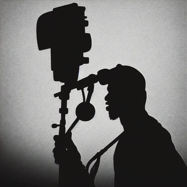 Prompt: silhouette of rapper rapping, holding microphone, profile view, distinct, 4k