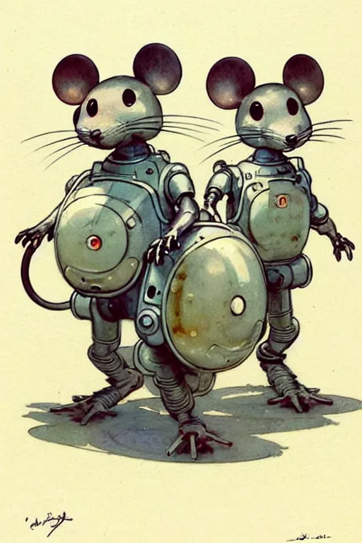 Prompt: ( ( ( ( ( 1 9 5 0 s retro science fiction mouse robots. muted colors. ) ) ) ) ) by jean - baptiste monge!!!!!!!!!!!!!!!!!!!!!!!!!!!!!!