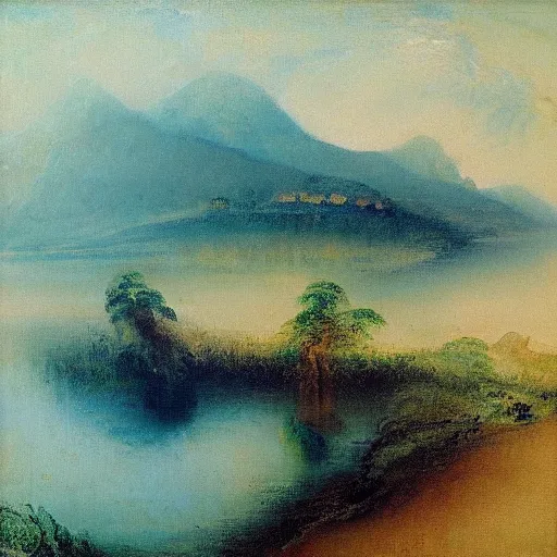 Prompt: “Quanzhou landscape painting, oil on canvas by Turner, 8k”