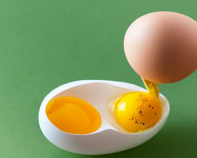 Image similar to egg with a leaky nose. yolk is coming out of the egg's nose.