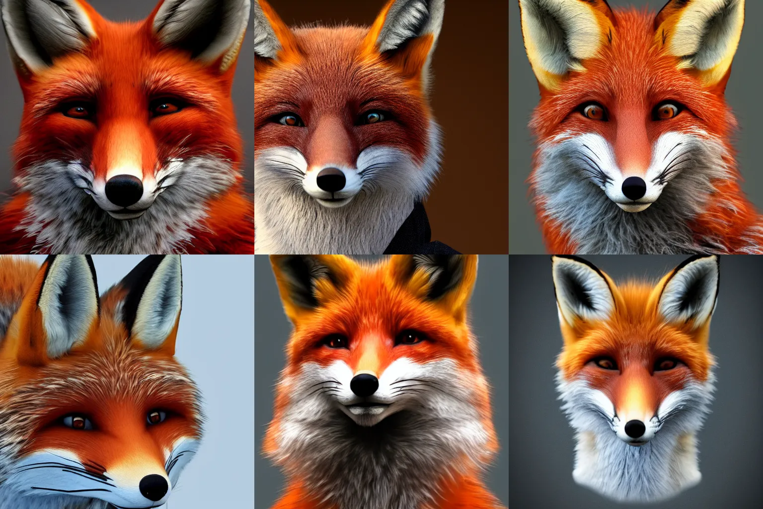 Prompt: a photorealistic humanoid fox