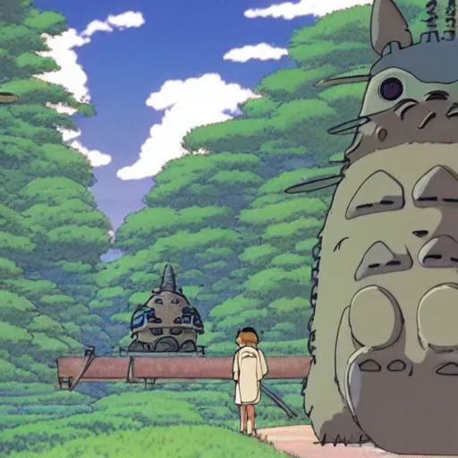 Image similar to a beautiful scene of two machine learning engineers discovering an amazing new algorithm, from studio ghibli's my neighbour totoro