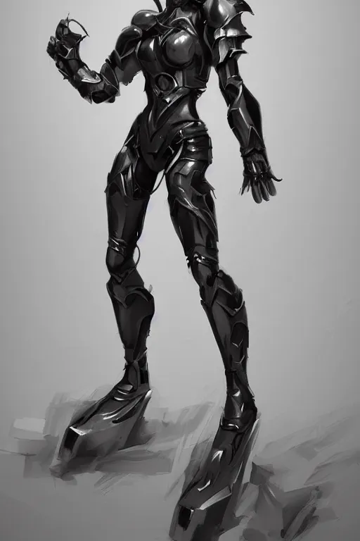 Image similar to full body girl metal armor dynamic poses painting trending on artstation