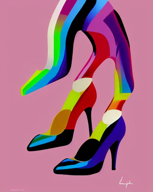 Prompt: A cat wearing high heeled shoes by christian louboutin, by Felipe Pantone, minimalist photorealist