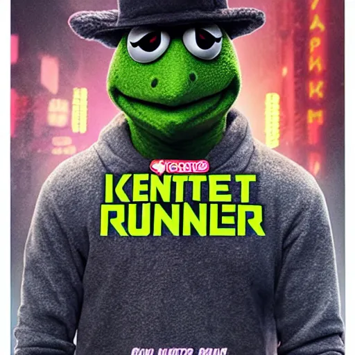 Prompt: Kermit the Frog, from Blade Runner 2049