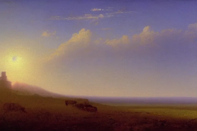 Prompt: great plains americana landscape by ivan aivazovsky