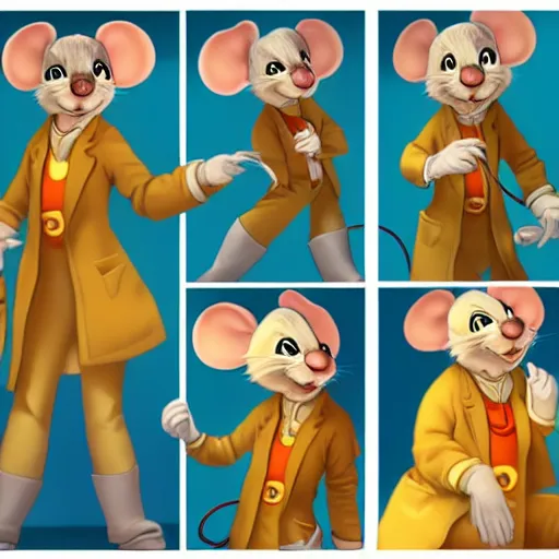 Image similar to anthropomorphic mouse furry girl in the lab coat catsing fireball, pixar style, concept art, character turnaround, trending on artstation, childrens illustrated storybook, by jay naylor, alphonse mucha and cory loftis and matthias lechner