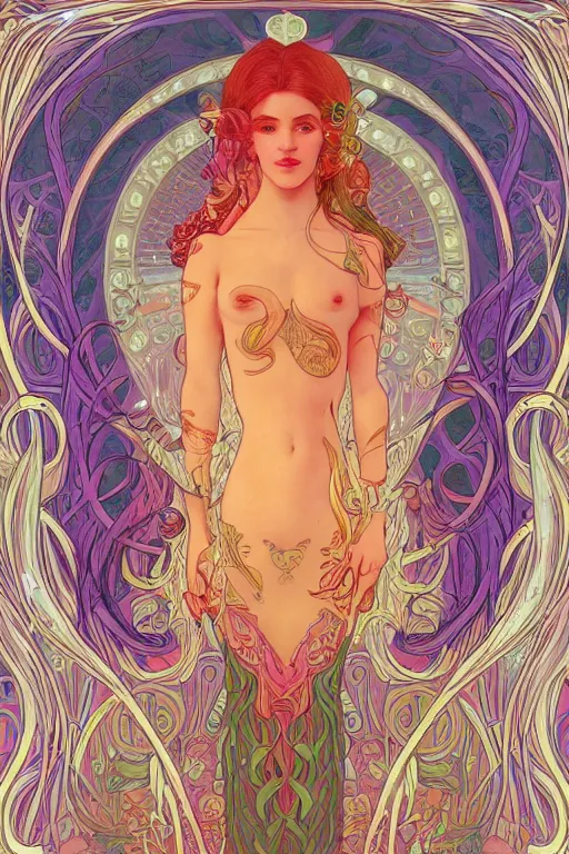 Prompt: a beautiful psychedelic mermaid, symmetrical features, cinematic lighting, soft bokeh, fantasy, modern, colourful, highly detailed, digital painting, artstation, deviantart, concept art, sharp focus, illustration, by alphonse mucha