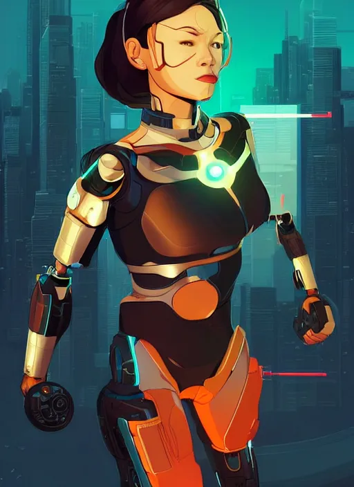 Prompt: a female cyborg. clean cel shaded vector art. shutterstock. behance hd by lois van baarle, artgerm, helen huang, by makoto shinkai and ilya kuvshinov, rossdraws, illustration, art by ilya kuvshinov