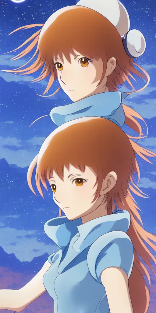 Prompt: anime art full body portrait character nausicaa concept art, anime key visual of elegant young female, brown hair and large eyes, finely detailed perfect face delicate features directed gaze, sunset in a valley, trending on pixiv fanbox, studio ghibli, extremely high quality artwork by kushart krenz cute sparkling eyes