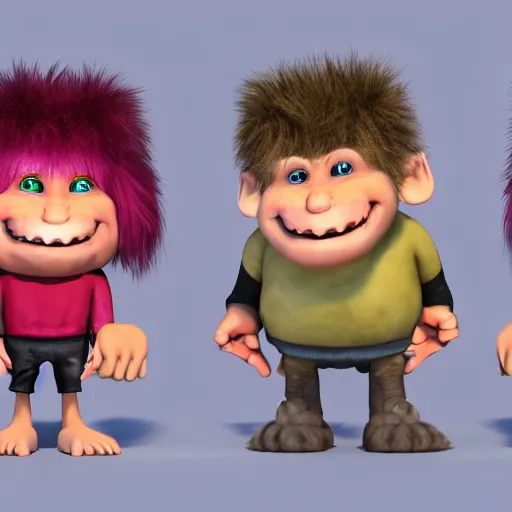 Image similar to an adult troll is shown in the photo. a lot of smiling faces, 8 k, high octane render