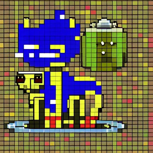 Prompt: cat detective Video game sprite 16 bit pixel art