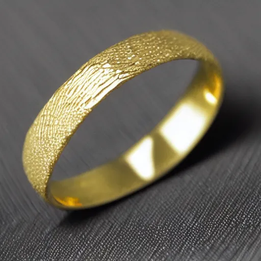 Image similar to gold very thin wedding ring with ripple texture blue prints, black and white