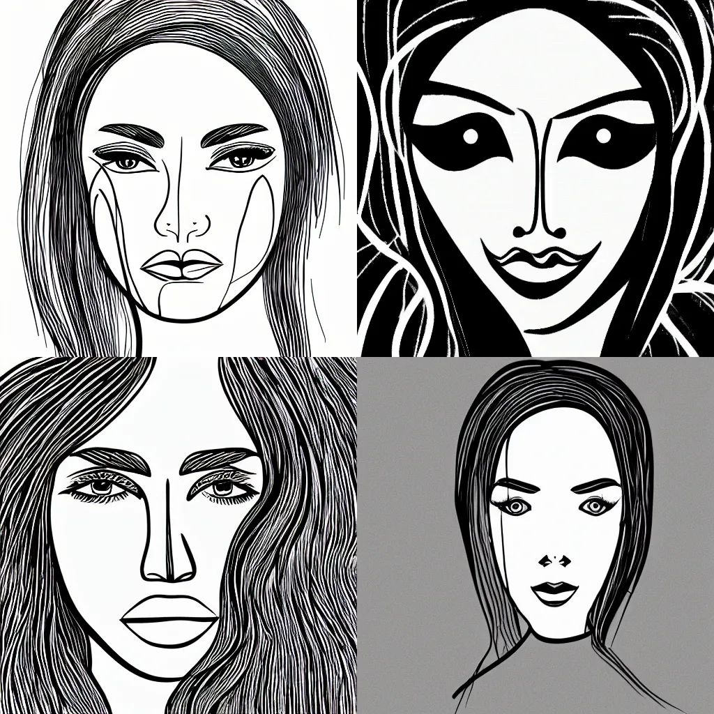 Prompt: one line drawing style of a woman face, abstract, minimalistic