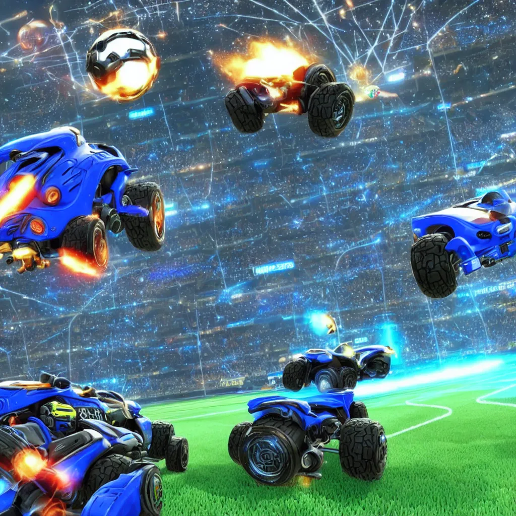 Prompt: Stephen Hawking in rocket league