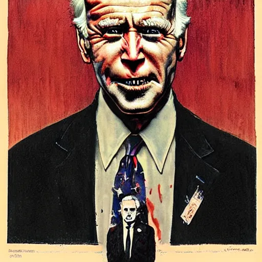 Prompt: zombie joe biden by norman rockwell