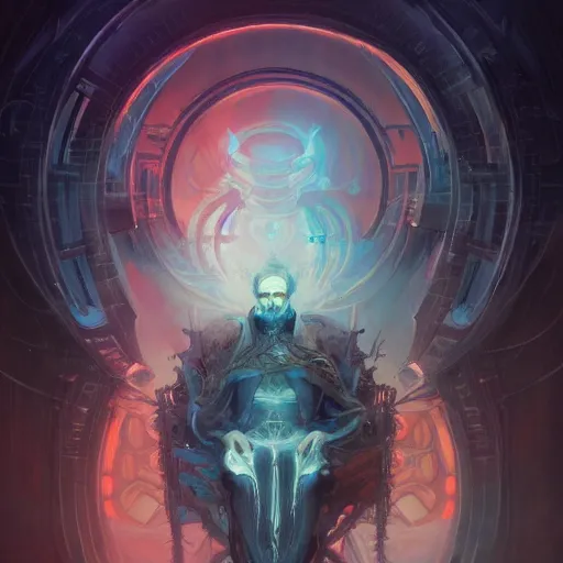 Image similar to portrait of a cybernetic occult leader, cyberpunk concept art by pete mohrbacher and seb mckinnon and beksinski and josan gonzales, digital art, highly detailed, intricate, sci-fi, sharp focus, Trending on Artstation HQ, deviantart, unreal engine 5, 4K UHD image