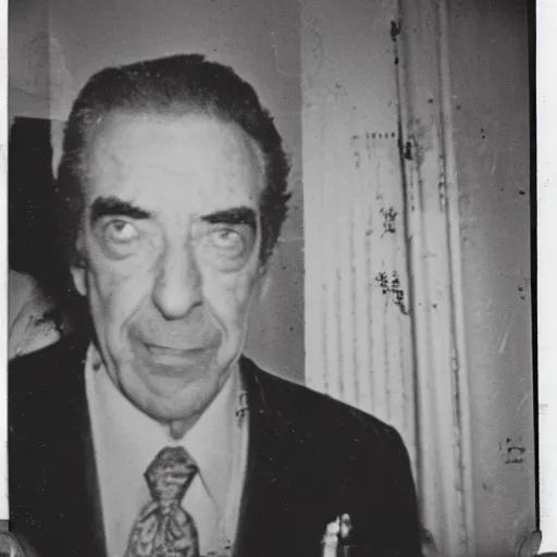 Image similar to lennie briscoe at a crime scene in new york city, faded, scratched polaroid