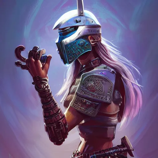 Image similar to cyberpunk viking helmet mask warrior goddess robot ninja fantasy, art gta 5 cover, official fanart behance hd artstation by jesper ejsing, by rhads, makoto shinkai and lois van baarle, ilya kuvshinov, ossdraws