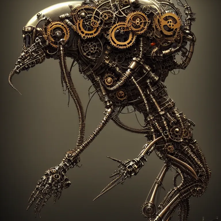 Prompt: steampunk cybernetic biomechanical ant, 3 d model, unreal engine realistic render, 8 k, micro detail, intricate, elegant, highly detailed, centered, digital painting, artstation, smooth, sharp focus, illustration, artgerm, tomasz alen kopera, wlop