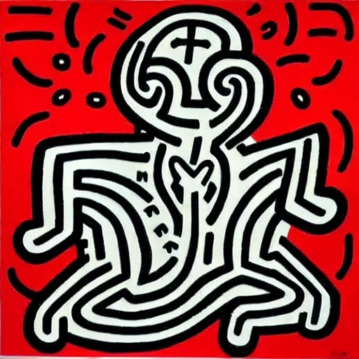 Prompt: zentangle by keith haring